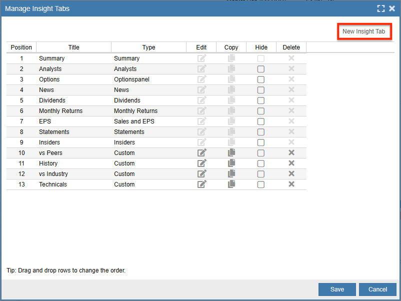 Manage Visuals Tabs Create